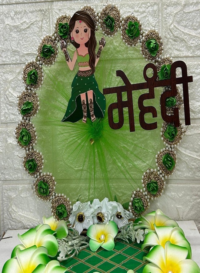 Mridang Acrylic Decorative Mehendi Plates Round Platter Holder Tray - Ideal for Mehendi Ceremony, Decorative Plates for Bride and Groom, Marriage Functions(SMALL SIZE) - Image 3